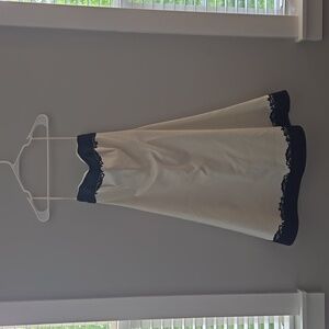 White House Black Market Black and Cream Dress